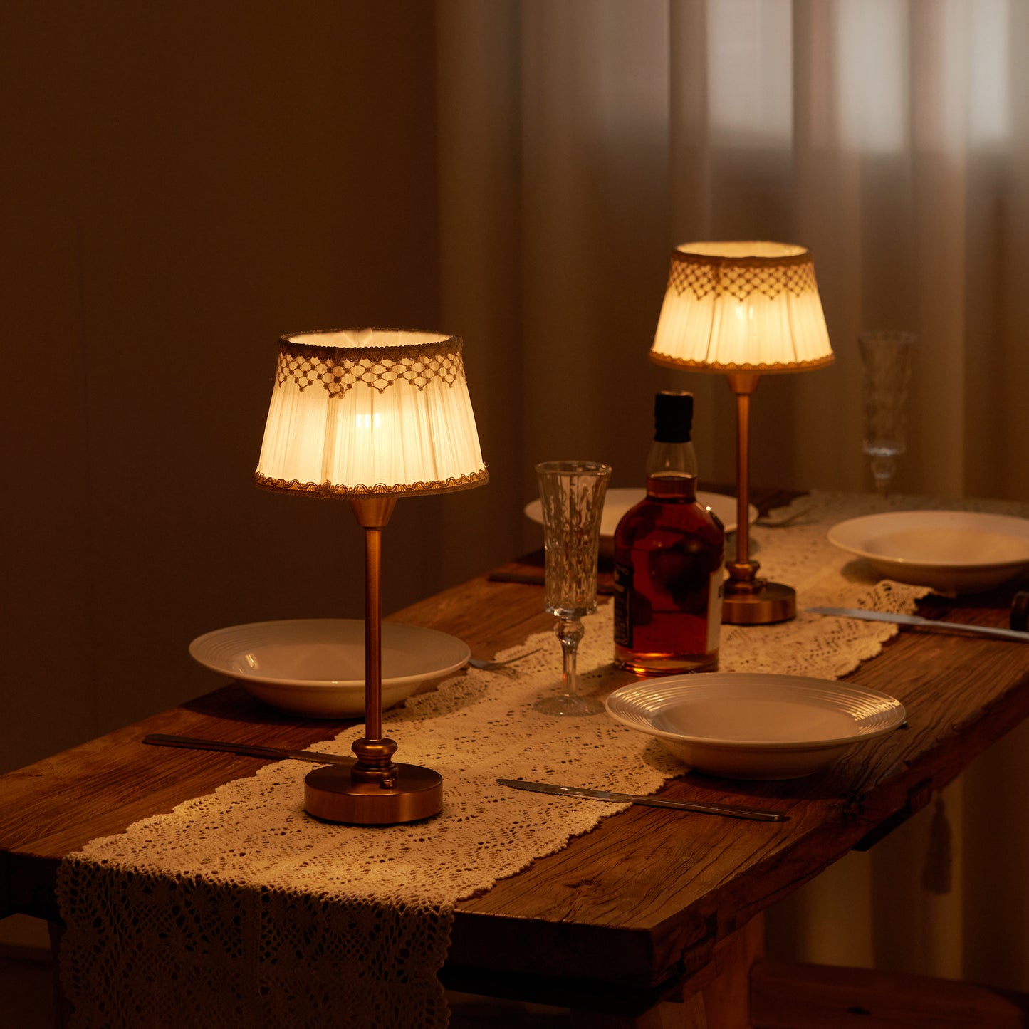 Rechargeable Cordless Lamp with Dimmer,Bering Brass