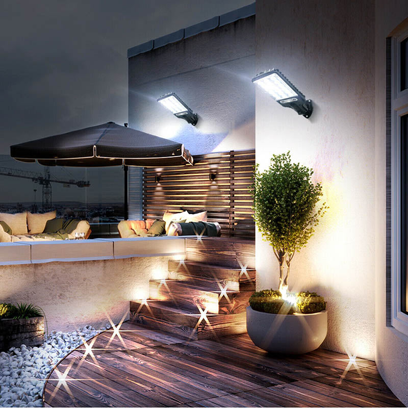 (4pcs)patio solar lights LED Solar Outdoor Wall Lights Motion Sensor, Solar Street Light with Efficient Solar Panels, IP65 Outdoor Solar Powered Street Lights with 3 Modes LED Security Light for Parking Lot