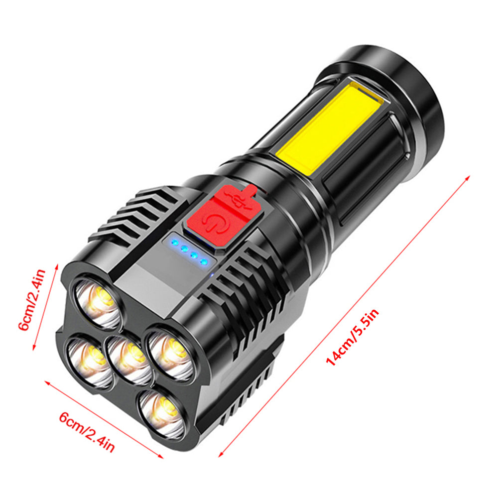Rechargeable Tactical Flashlight with Advanced COB LED Tech โ USB Rechargeable Flashlights, Water-Resistant Work Light, 3 Light Settings, Emergency Floodlight, Real-Time Power Monitoring
