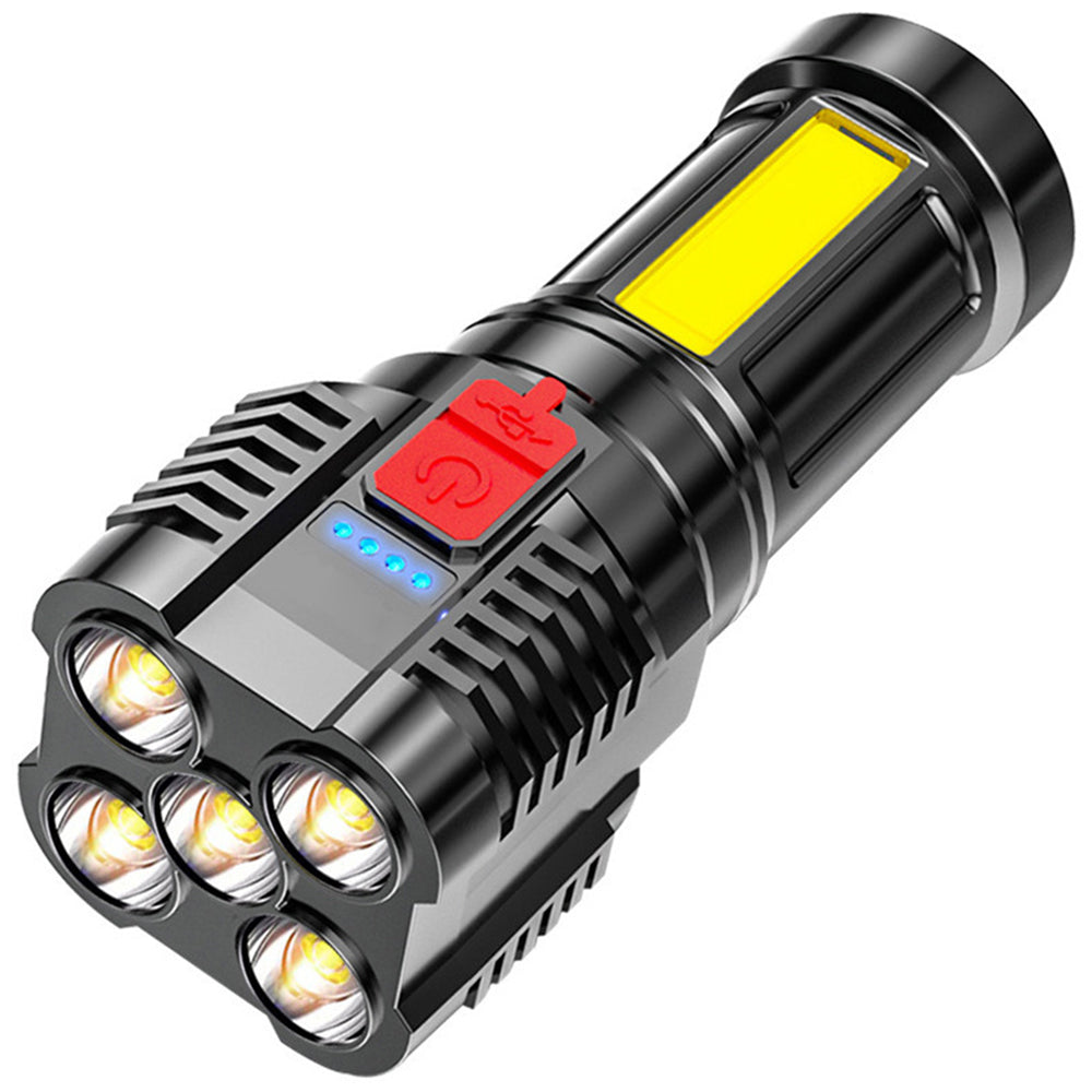 Rechargeable Tactical Flashlight with Advanced COB LED Tech โ USB Rechargeable Flashlights, Water-Resistant Work Light, 3 Light Settings, Emergency Floodlight, Real-Time Power Monitoring