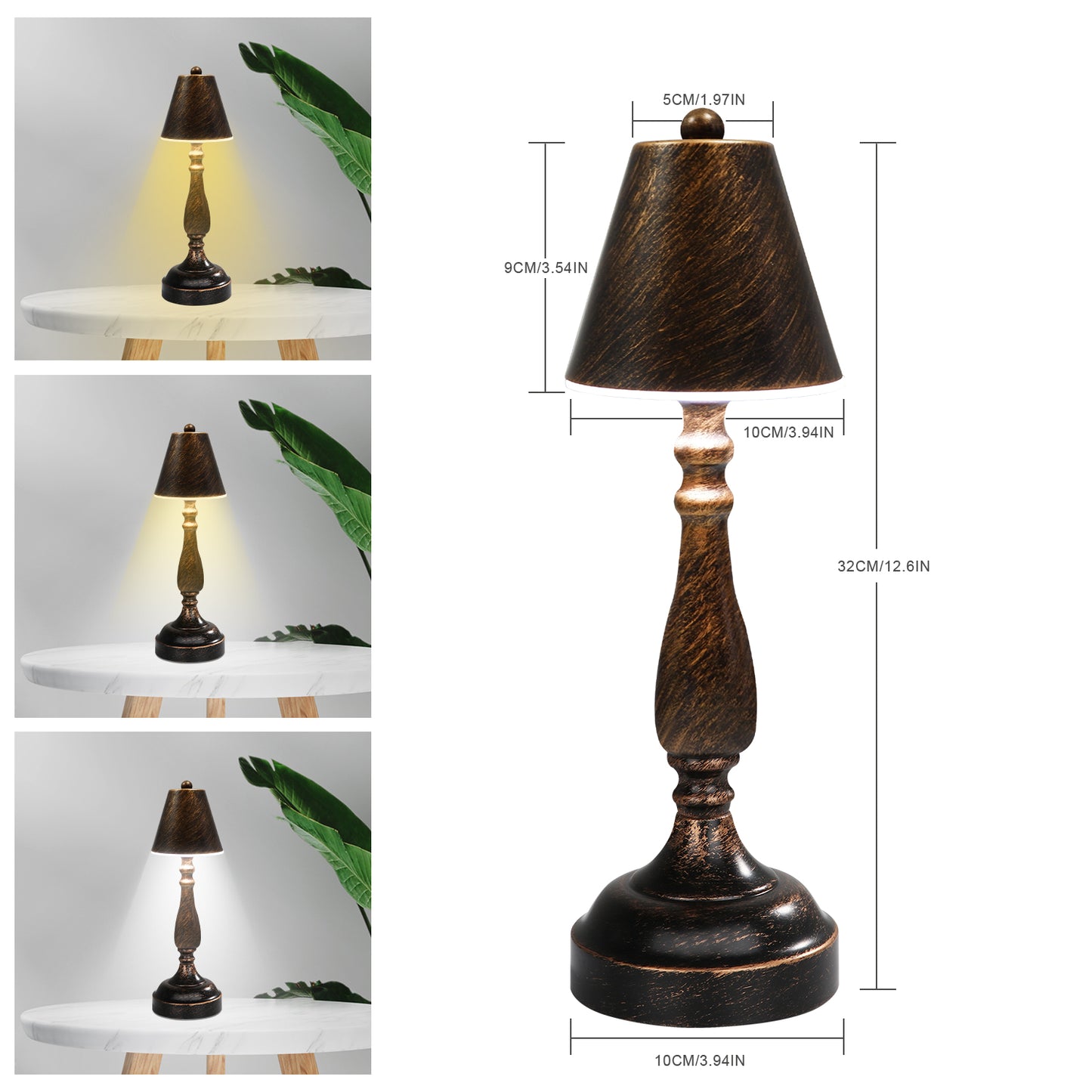 Cordless Table Lamp Retro Bronze