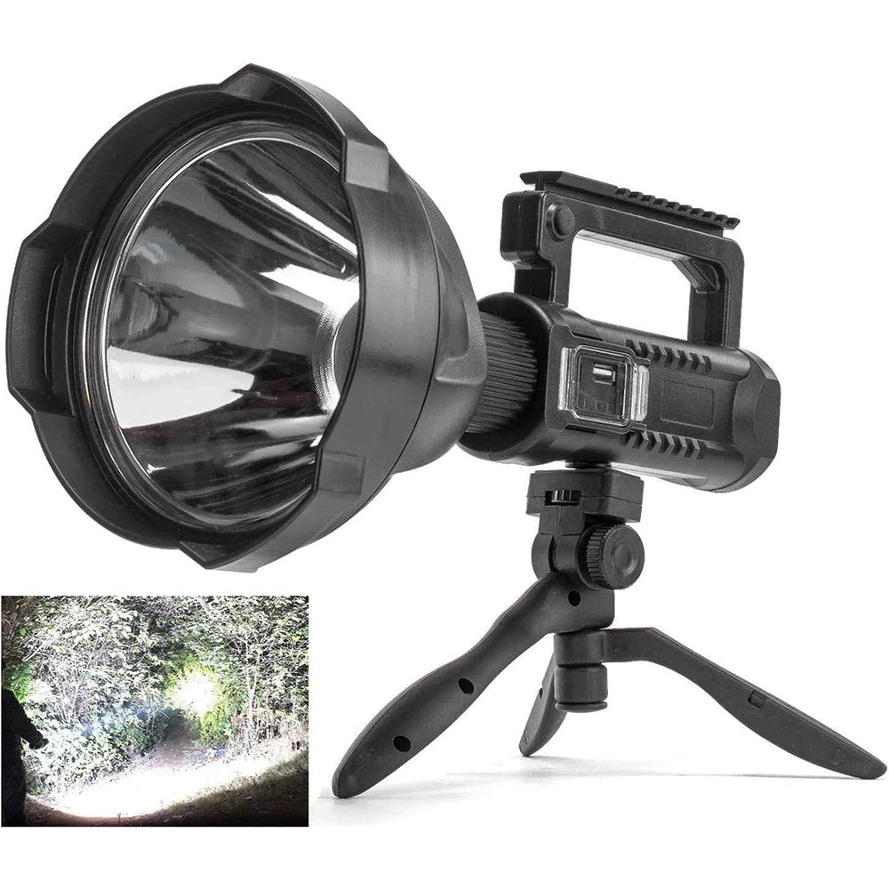 Rechargeable Spotlight Flashlight High Lumens, 3000 Lumens Super Bright Led Searchlight with Tripod and USB Output, IPX5 Waterproof 4 Modes Handheld Spotlight for Camping Hiking