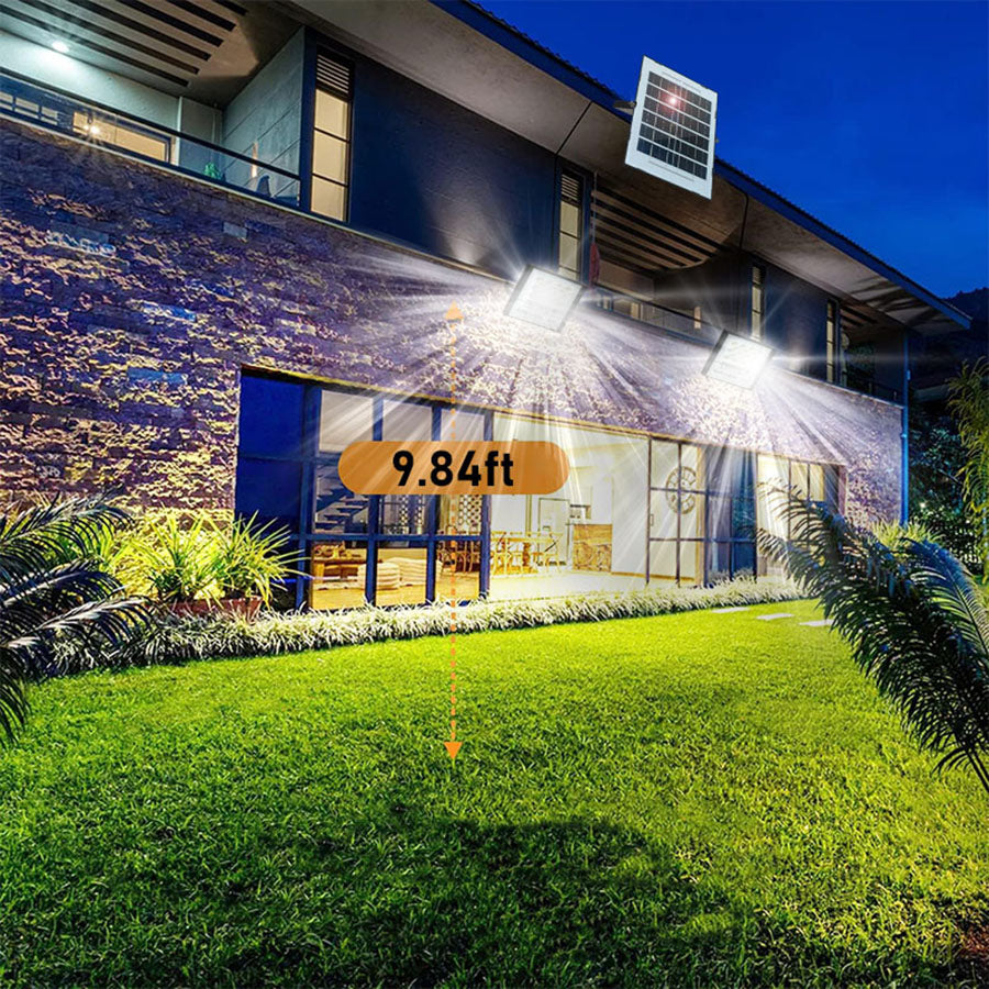 2 Pack 100W LED Solar Flood Lights Outdoor with Remote,Dusk to Dawn Solar Security Street Light Waterproof IP67 for Fence,Garden,Pool,Barn,Lawn,Flag Pole White