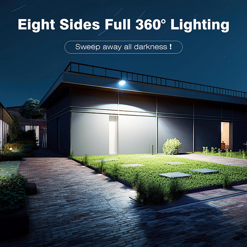 Solar Lights Outdoor, 168LED 6500K Flood Light Dusk to Dawn, 8 Sides Solar Outdoor Lights with Motion Sensor, IP66 Waterproof Solar Street Lights Outdoor for Yard, Pools
