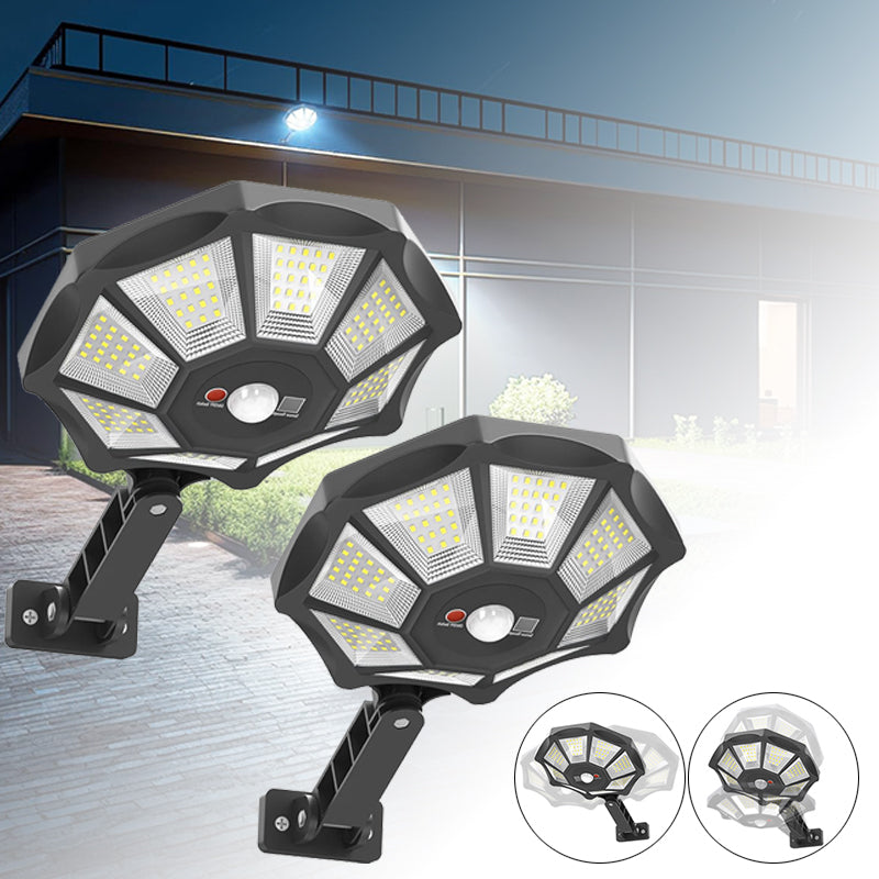 Solar Lights Outdoor, 168LED 6500K Flood Light Dusk to Dawn, 8 Sides Solar Outdoor Lights with Motion Sensor, IP66 Waterproof Solar Street Lights Outdoor for Yard, Pools