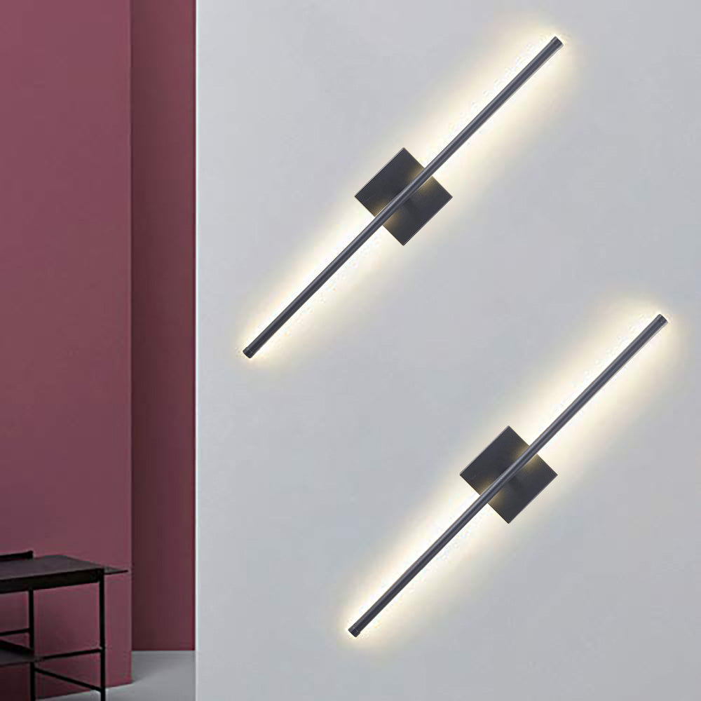 Modern Wall Sconces Set of Two, Dimmable Hardwired Wall Sconces, 350° Rotate, LED Matte Black Wall Light Fixtures, 3000K Warm Light Wall Lamp for Bathroom, Living Room, 27.8 Inch (2 Pack)