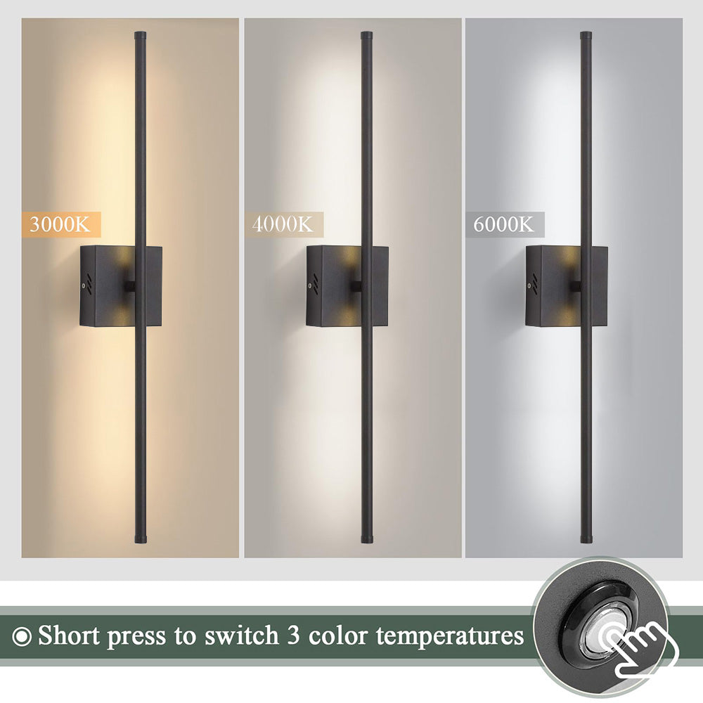 Modern Wall Sconces Set of Two, Dimmable Hardwired Wall Sconces, 350° Rotate, LED Matte Black Wall Light Fixtures, 3000K Warm Light Wall Lamp for Bathroom, Living Room, 27.8 Inch (2 Pack)