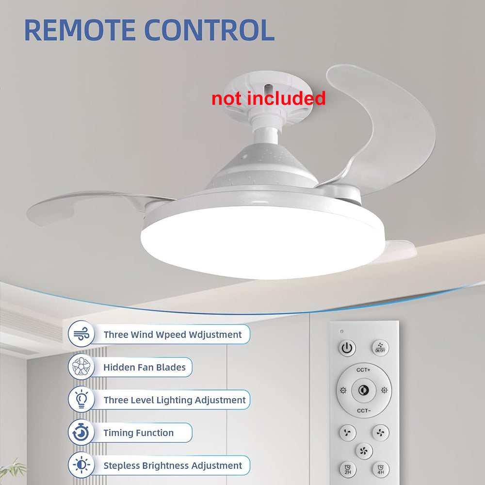 etractable Ceiling Fans with Lights and Remote, 22.5 Inch Low Profile Ceiling Fans, Fandelier Ceiling Fan with Light, 3000-8000K Dimmable Flush Mount Celling Fan, Timer Setting, Low Noise