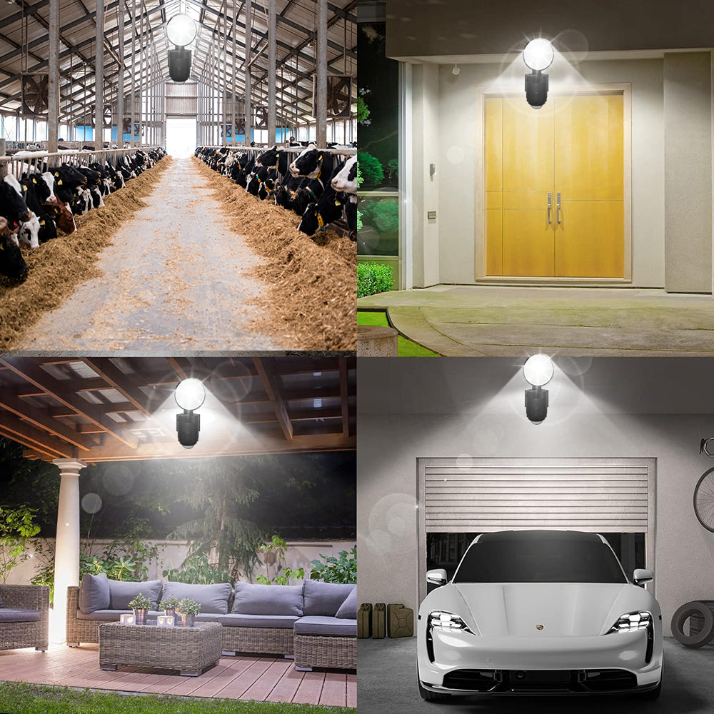 500 Lumen LED Security Lights Motion Sensor Light Outdoor, 5000K Daylight, IP65 Waterproof, Dusk to Dawn, Hardwired Motion Detector Flood Light for Garage, Yard, Porch-Black