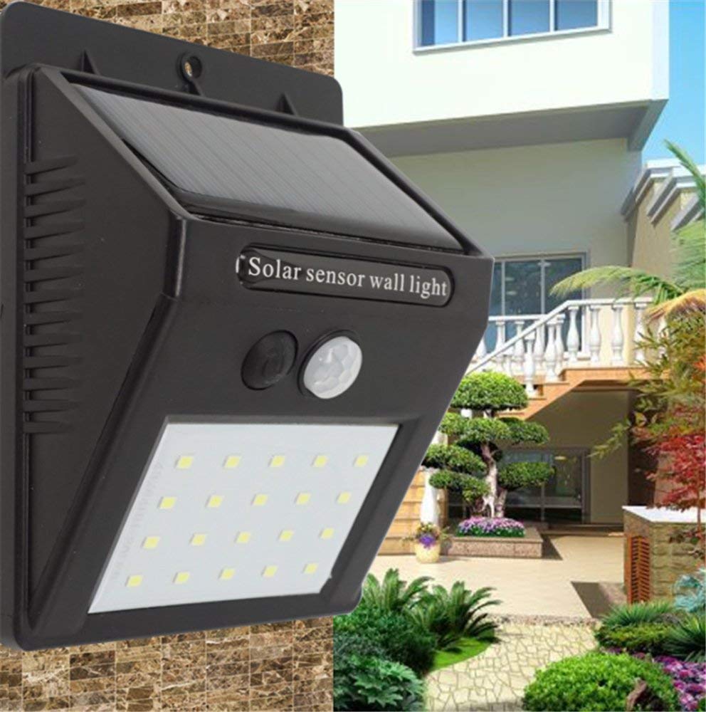 Solar Power Wall Lights Waterproof Outdoor PIR Motion Sensor Street Lamp, Wireless Outdoor Wall Lights for Garden, Patio, Garage