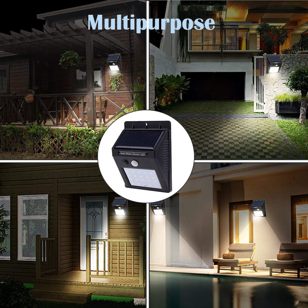 Solar Power Wall Lights Waterproof Outdoor PIR Motion Sensor Street Lamp, Wireless Outdoor Wall Lights for Garden, Patio, Garage