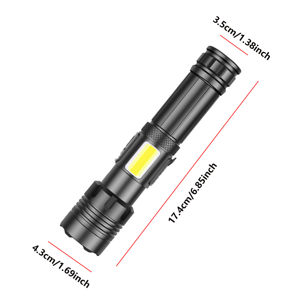 Rechargeable Flashlight, High Lumens Super Bright Flash Light, 7 Modes with COB Work Light, IPX6 Waterproof, Powerful Handheld LED Flashlights for Home Camping Hiking