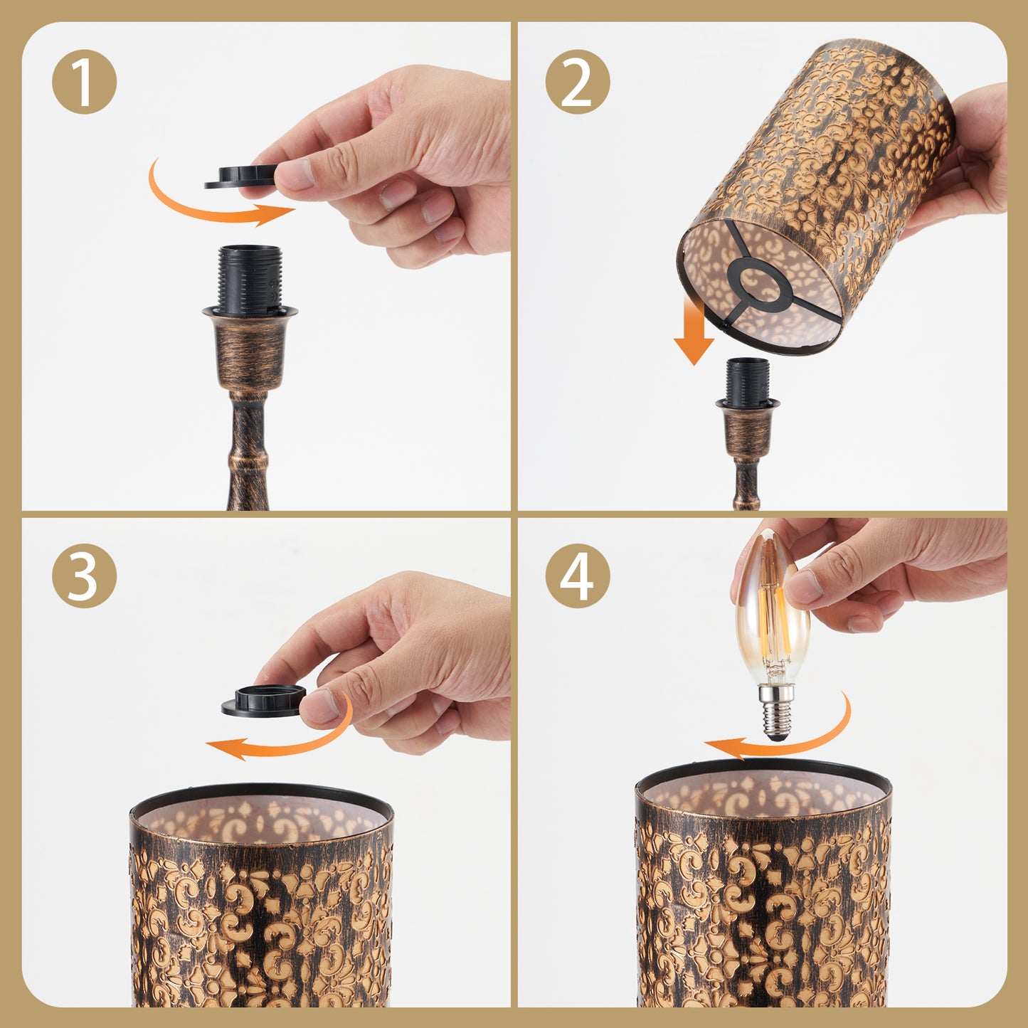 Cordless Table Lamp, Phoenix Flowers, Bronze