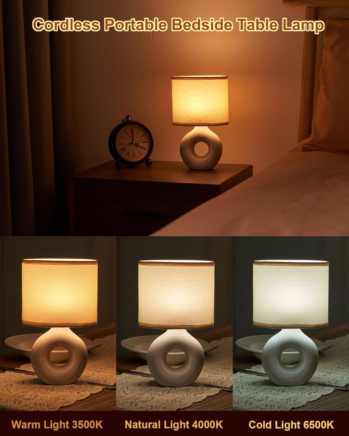 Cordless Table Lamp with Remote, Denali Grey