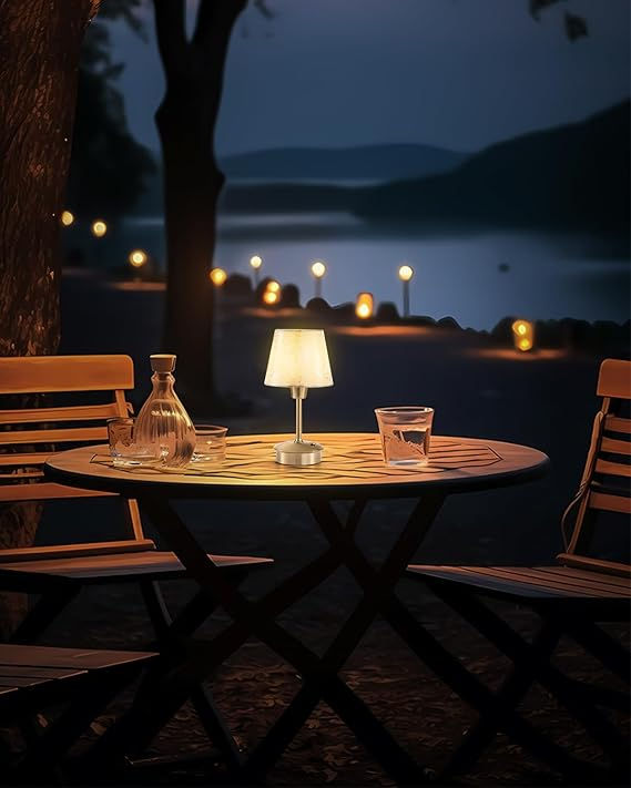 Pack of 2 Cordless Table Lamp, Small Crane Champagne