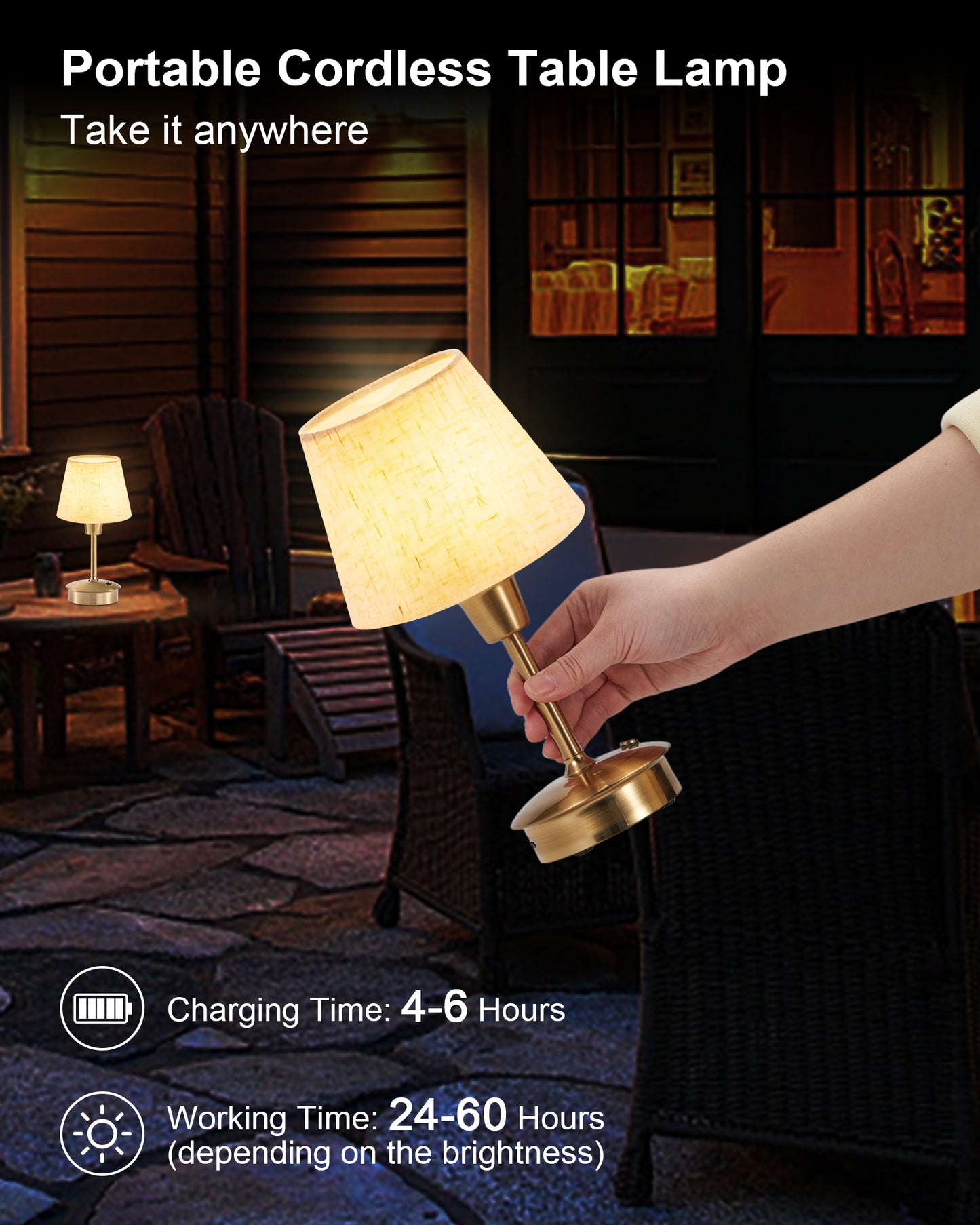 Cordless Table Lamp, Small Crane White