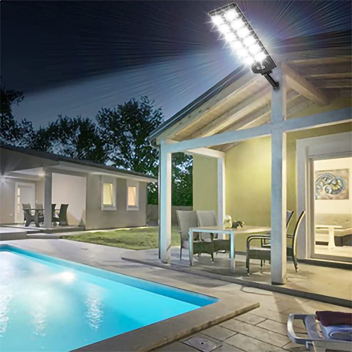 Super Bright Solar Street Lights, 5500LM 6500K Ultra Bright Dusk to Dawn Motion Sensor Solar Lights with Remote Control, Security Wall Light Parking Lot Road Lamp for Garden Yard Patio