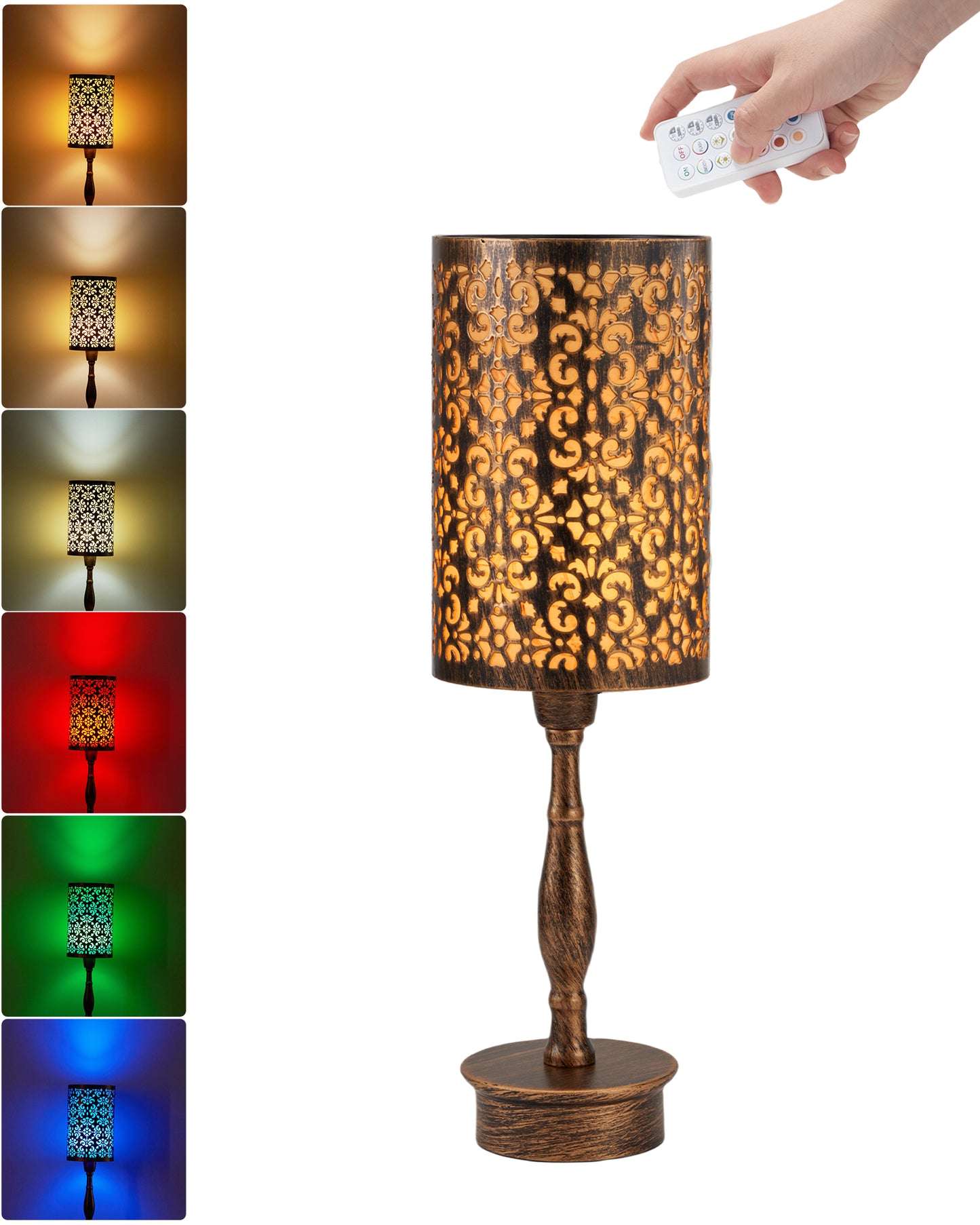 Cordless Table Lamp with Remote, Phoenix Flowers