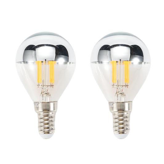 5V E14 Base LED Bulbs, 2700K, Dimmable, Silver-Coated Glass Bulb G45 (2Pack)