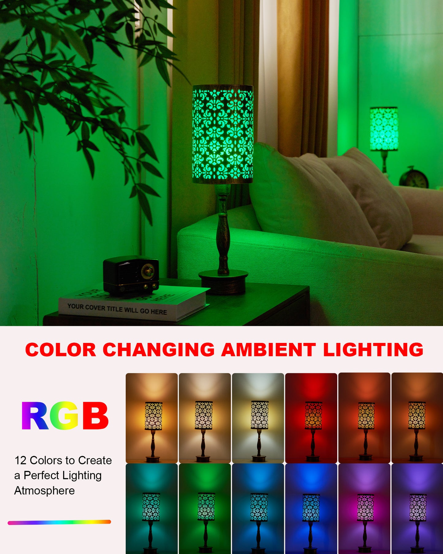 Cordless Table Lamp with Remote, Phoenix Flowers