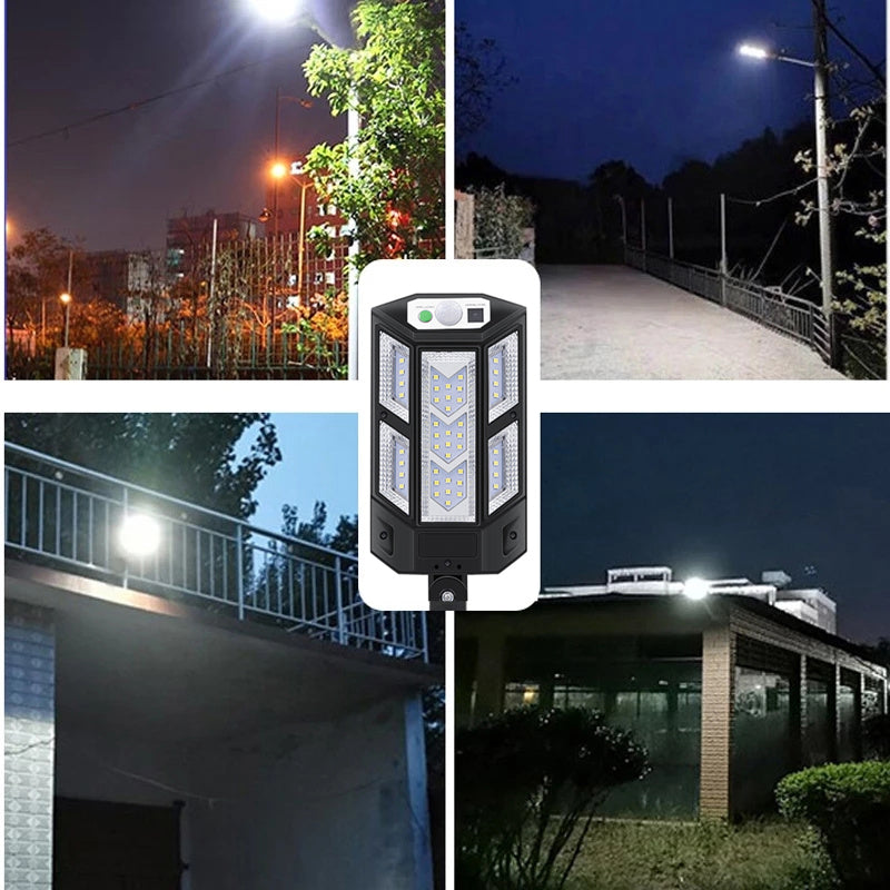 ikaufen LED Solar Wall Light , IP65 Waterproof Solar Flood Lights Outdoor Motion Sensor with Remote Control, Dusk to Dawn Solar Street Light for Garden Yard Parking Lot
