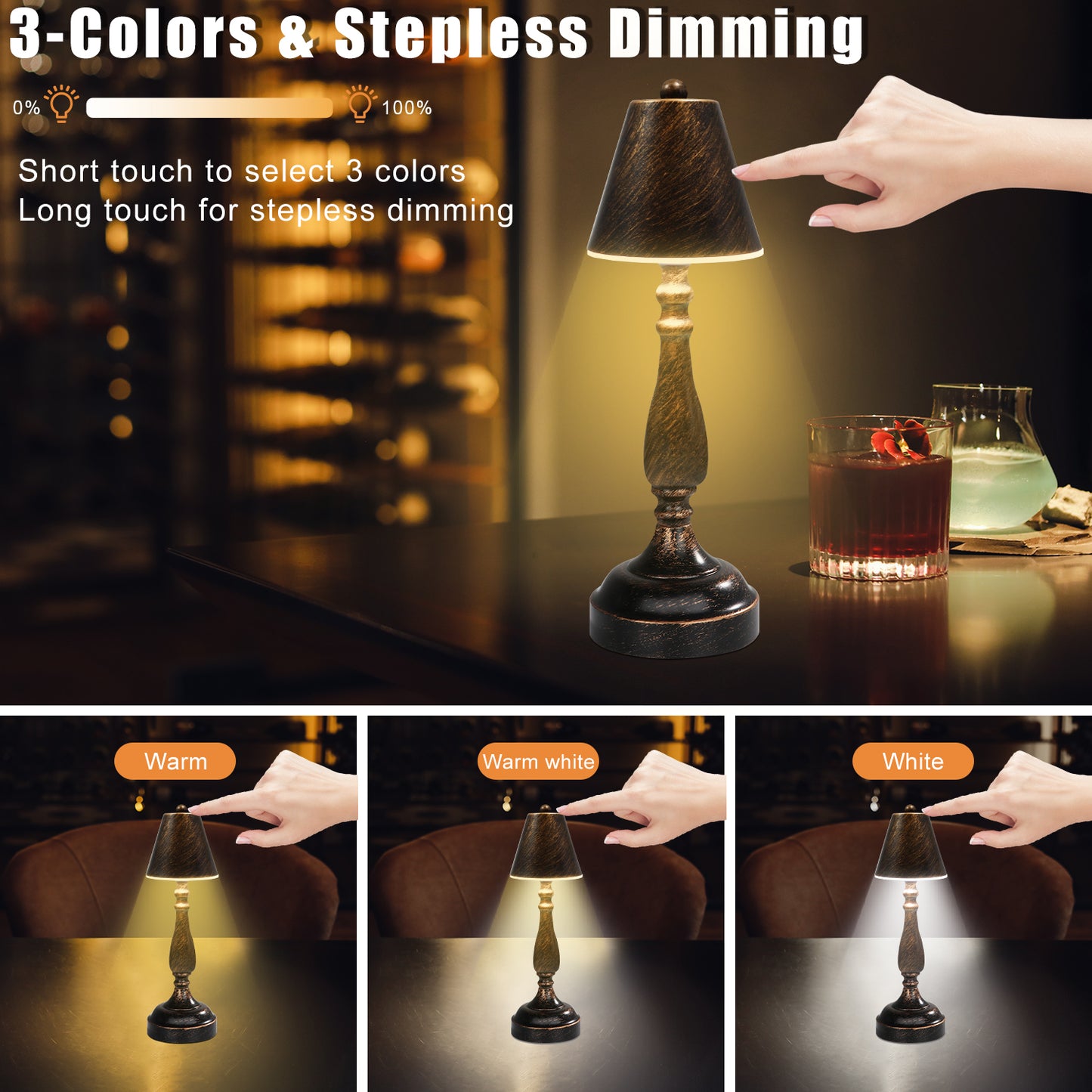 Cordless Table Lamp Retro Bronze
