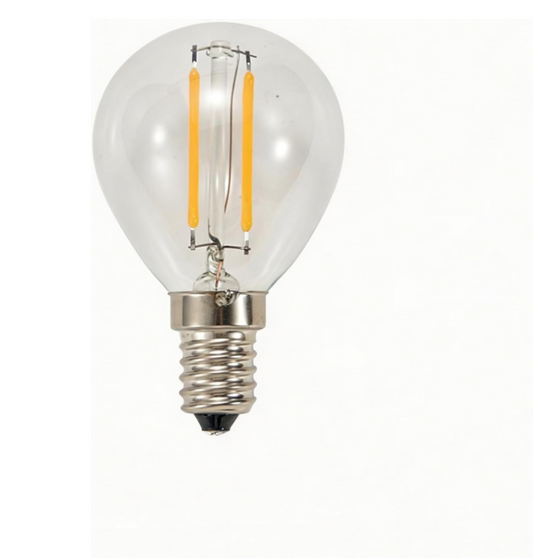 5V E14 Base LED Bulbs, 2700K, Dimmable, Clear Glass Bulb G45