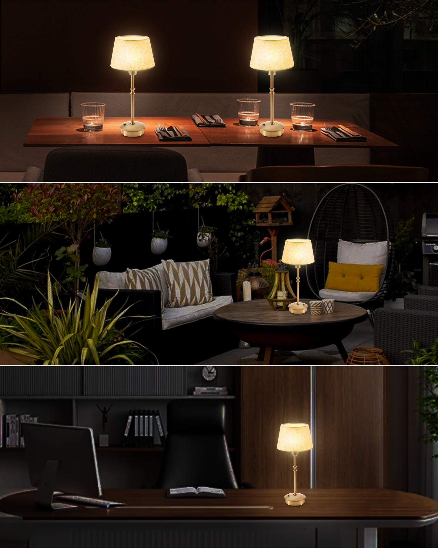 Cordless Table Lamp, Crane White