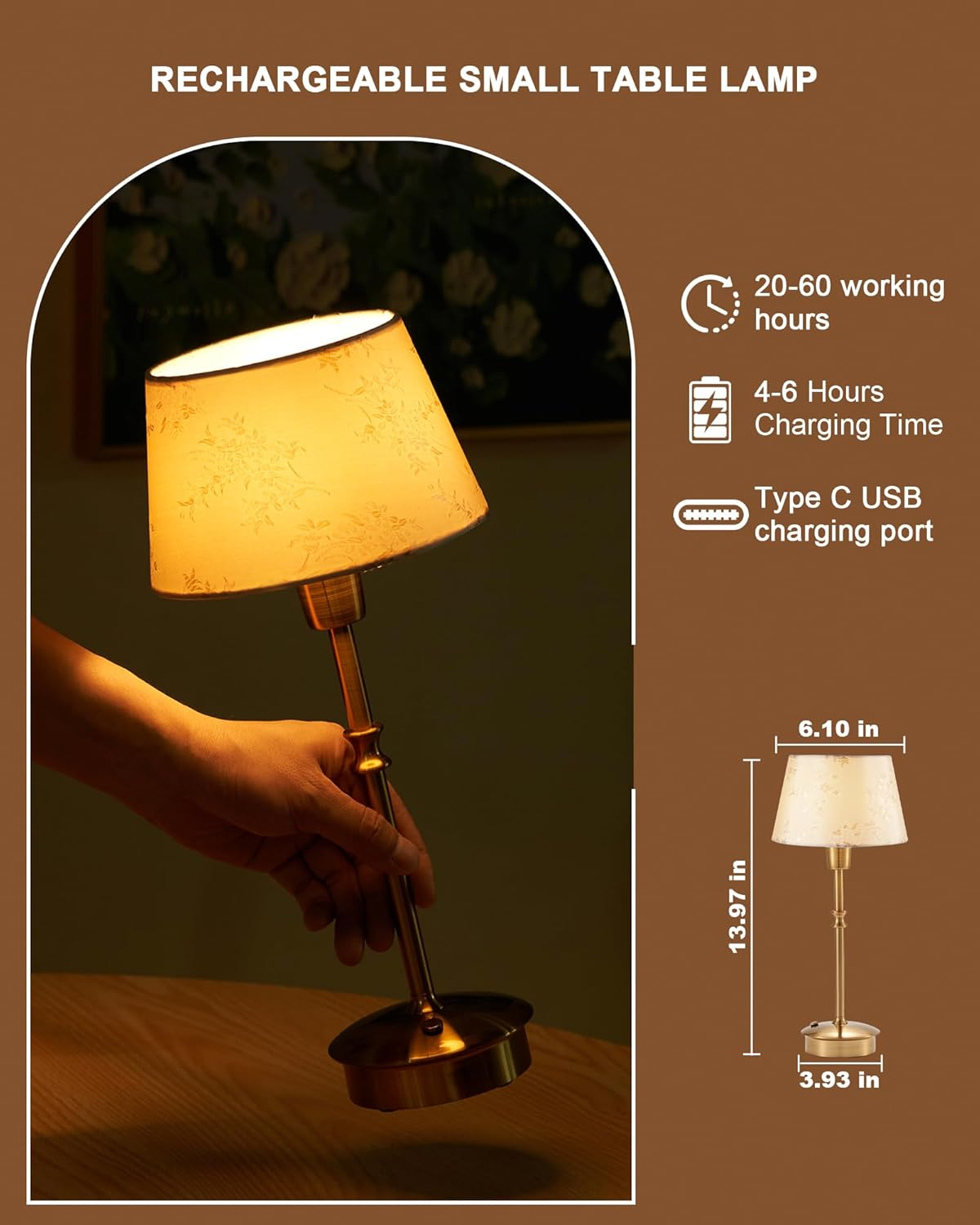Cordless Table Lamp, Crane Champagne