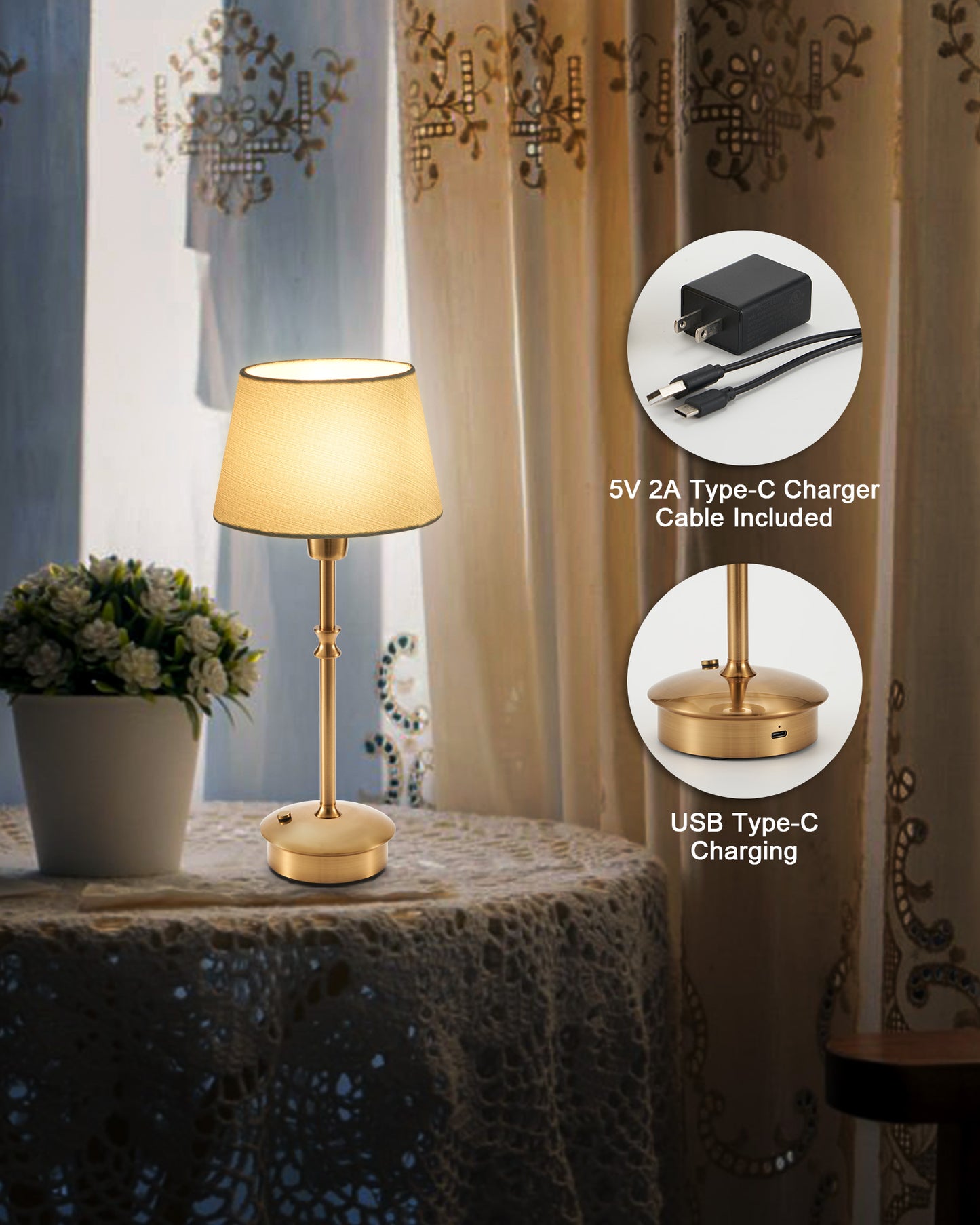 Cordless Table Lamp, Crane Blue