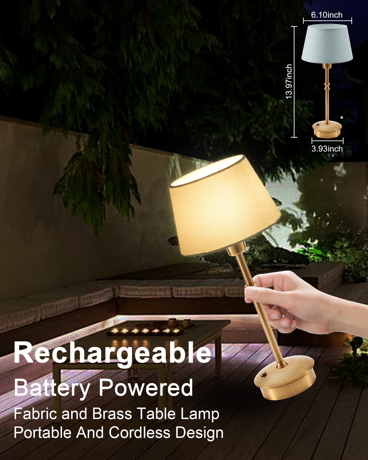 Cordless Table Lamp, Crane Blue