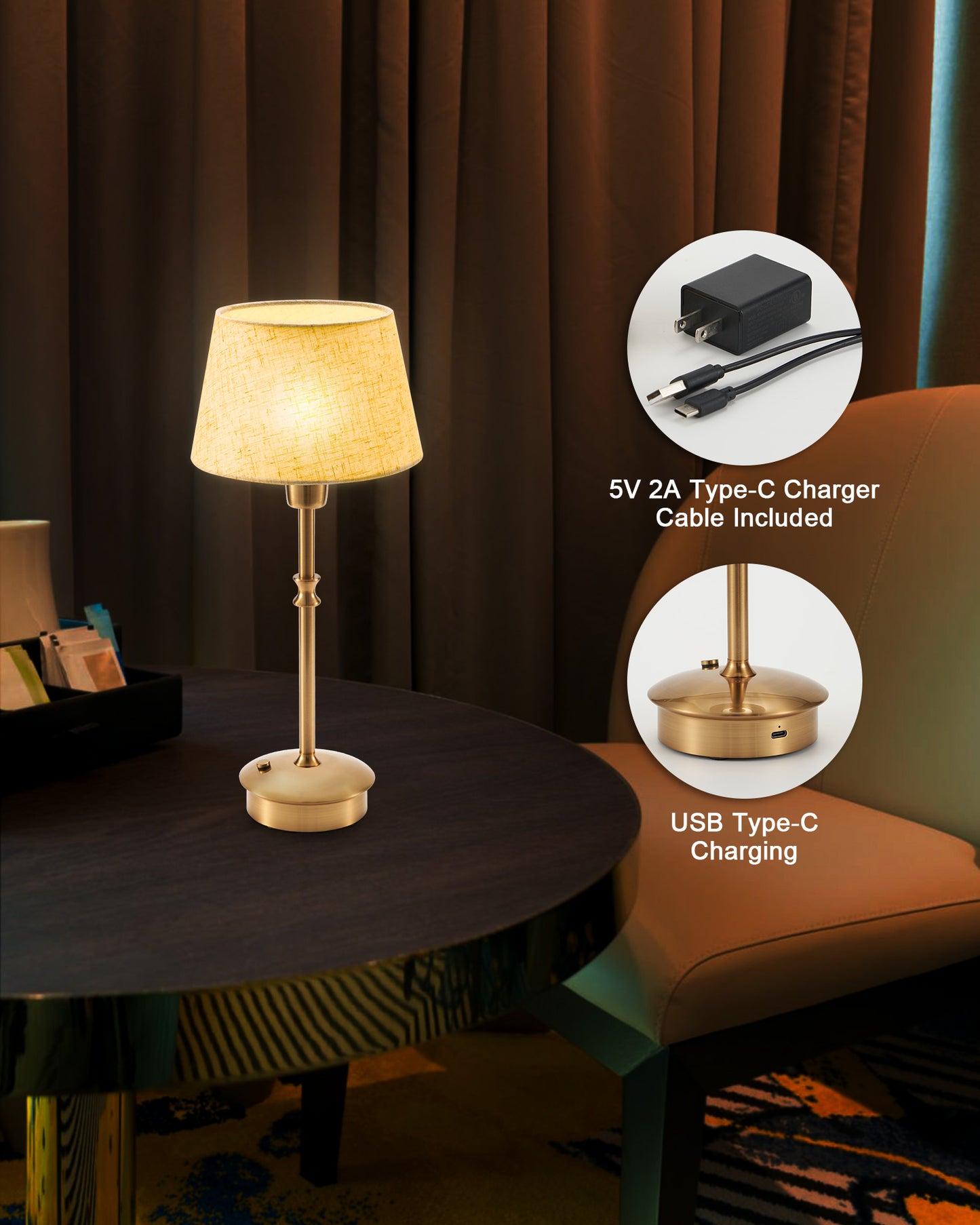 Cordless Table Lamp, Crane White