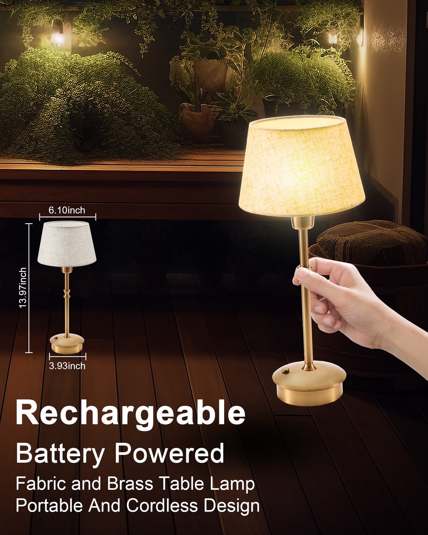 Cordless Table Lamp, Crane White
