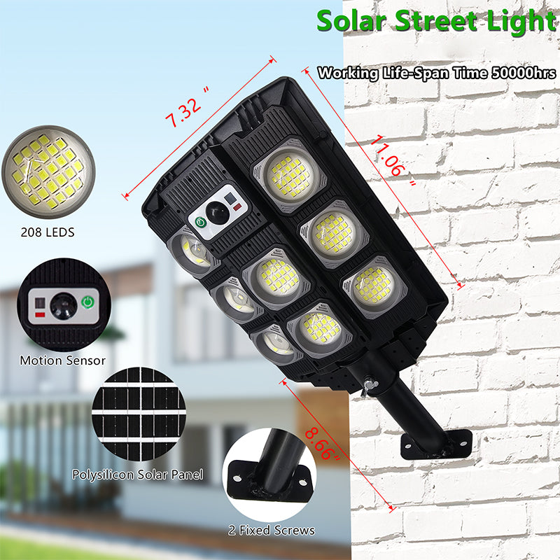 3600W Solar Street Lights Outdoor Waterproof, Solar Powered Light Outside, Solar Parking Lot Light Dusk to Dawn, Remote Control, Motion Sensing, Pole or Wall Mounted, Long Lasting, High Bright