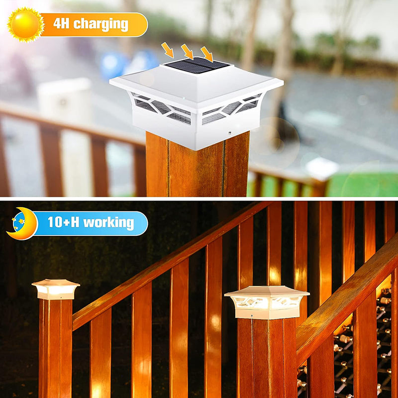 Solar Post Cap Lights,2 Pack 2-Modes Bright 4x4 Post Solar Lights Auto On Off,Outdoor Waterproof Garden Patio Fence Deck Patio Decor for Fence Deck Post Caps