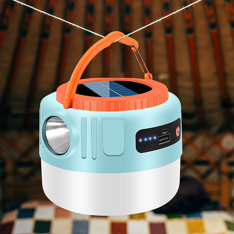 Solar Camping Lantern with Remote Control, Hanging Light with Solar Panel, 1200mA Waterproof Rechargeable Lanterns, Flashlight Power Display USB Port, Equipment for Hiking Tent Camping Power outages
