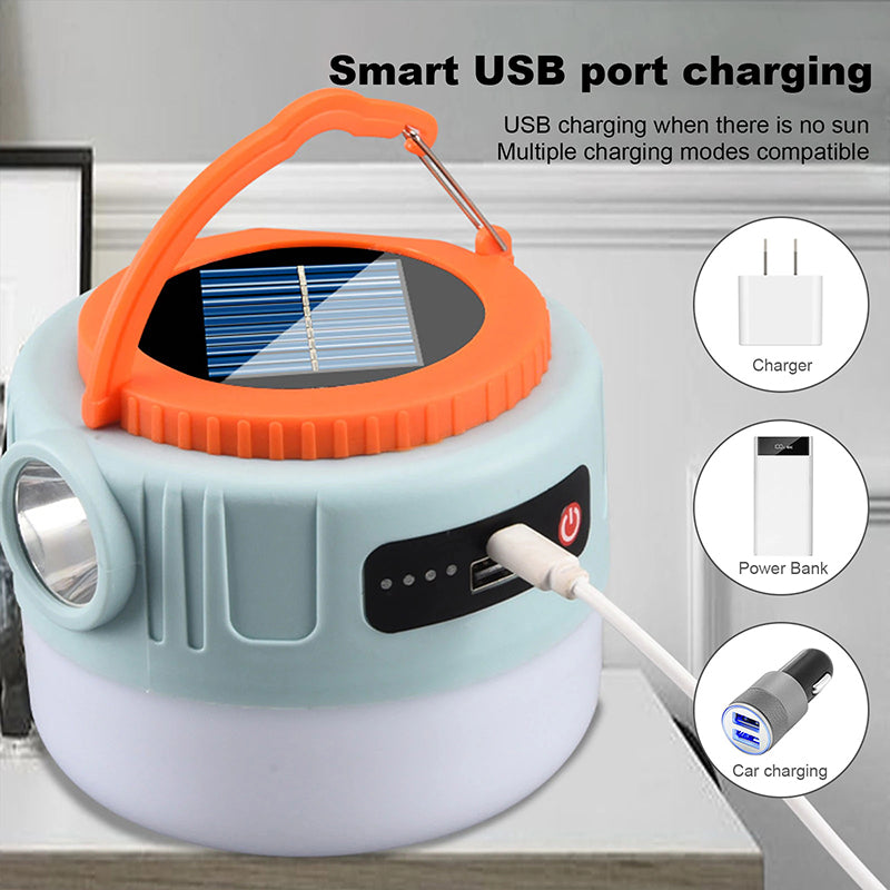 Solar Camping Lantern with Remote Control, Hanging Light with Solar Panel, 1200mA Waterproof Rechargeable Lanterns, Flashlight Power Display USB Port, Equipment for Hiking Tent Camping Power outages
