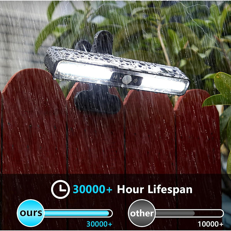 Clip On Solar Motion Lights Outdoor Waterproof, 2 Pack Fence Lights Outside with 36 LEDs, 6000K, Portable Solar Powered Security Light for Fence Garage Camping