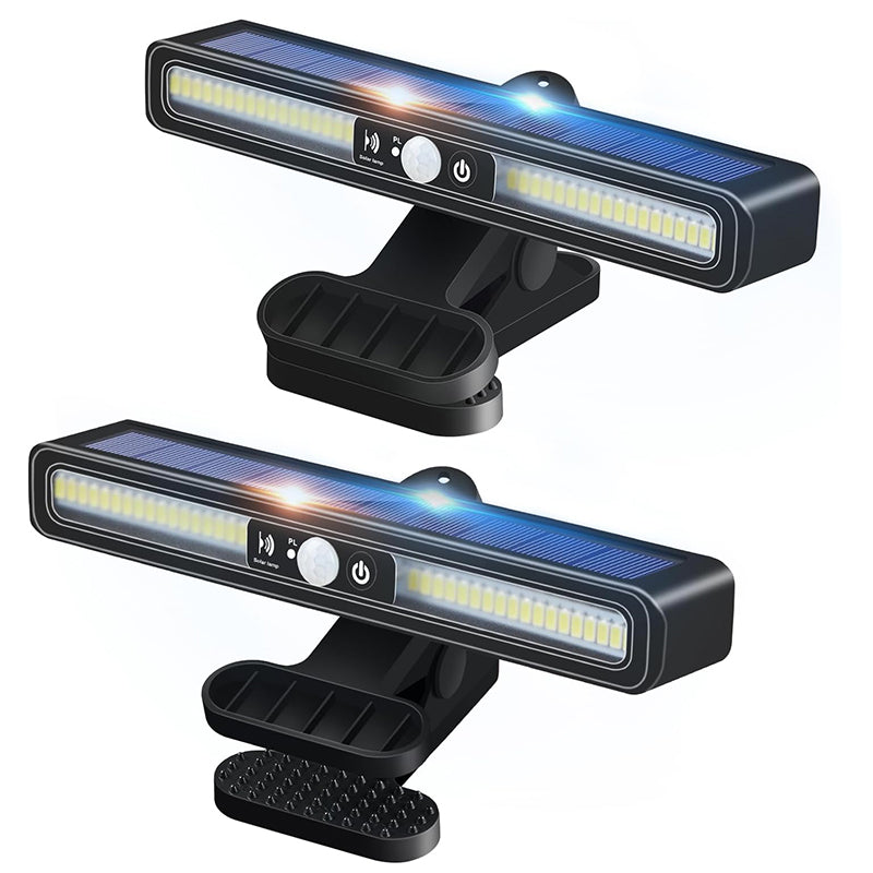 Clip On Solar Motion Lights Outdoor Waterproof, 2 Pack Fence Lights Outside with 36 LEDs, 6000K, Portable Solar Powered Security Light for Fence Garage Camping