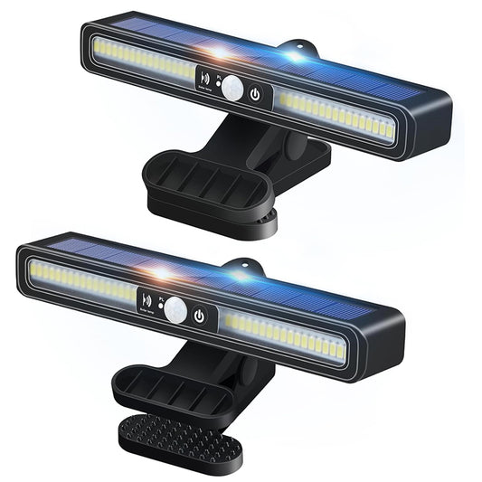 Clip On Solar Motion Lights Outdoor Waterproof, 2 Pack Fence Lights Outside with 36 LEDs, 6000K, Portable Solar Powered Security Light for Fence Garage Camping