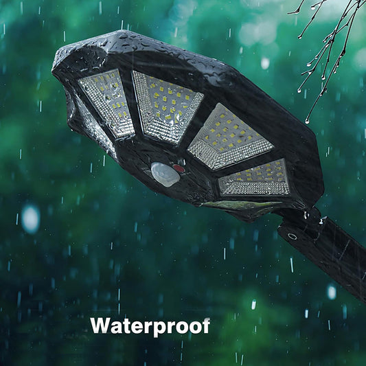 Solar Lights Outdoor, 168LED 6500K Flood Light Dusk to Dawn, 8 Sides Solar Outdoor Lights with Motion Sensor, IP66 Waterproof Solar Street Lights Outdoor for Yard, Pools