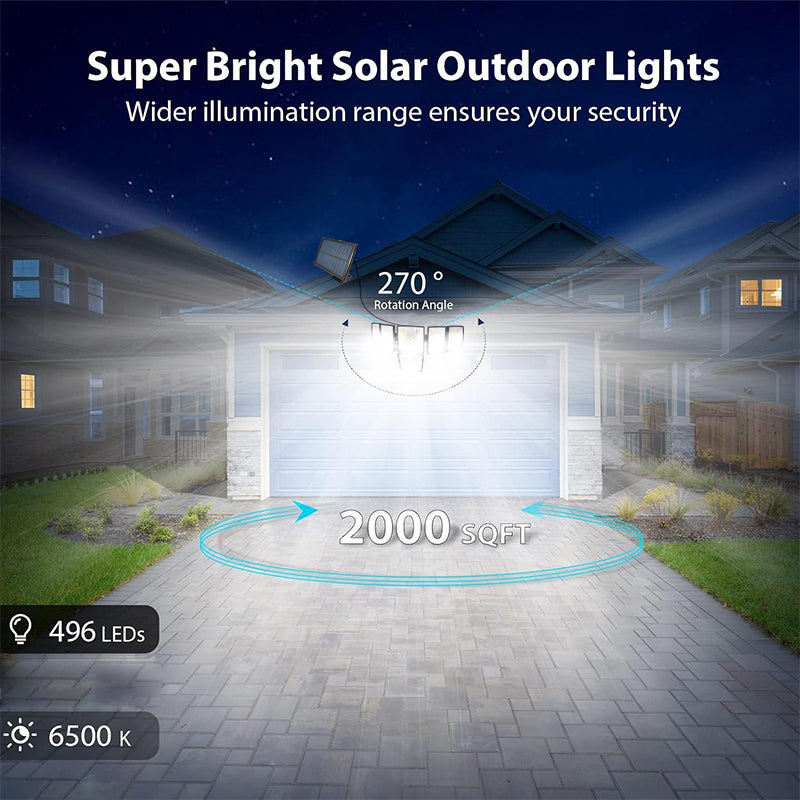 Solar Outdoor Lights Motion Sensor Waterproof - 416 LEDs 3000 Lumens Super Bright Solar Flood Security Light for Porch Yard Patio Garage, 3 Brightness 3 Modes (1 Pack 416LEDs)