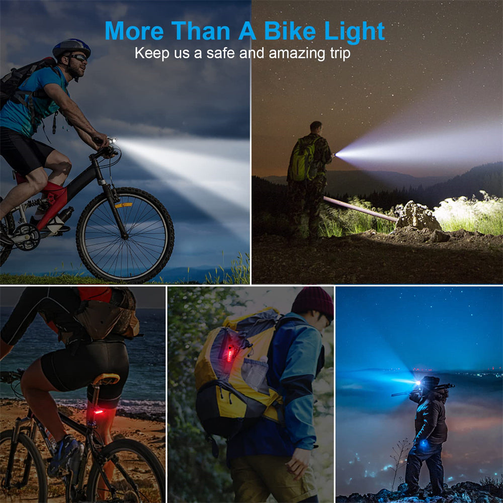 5 Mode Adjustable LED Flashlight & Bike Light Set - USB Rechargeable, IPX6 Waterproof, 360° Adjustable Aluminum Search Light with 3 LEDs, 2200mAh Battery, Fits All Bicycles for Outdoor & Cycling