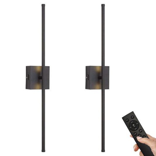 Modern Wall Sconces Set of Two, Dimmable Hardwired Wall Sconces, 350° Rotate, LED Matte Black Wall Light Fixtures, 3000K Warm Light Wall Lamp for Bathroom, Living Room, 27.8 Inch (2 Pack)