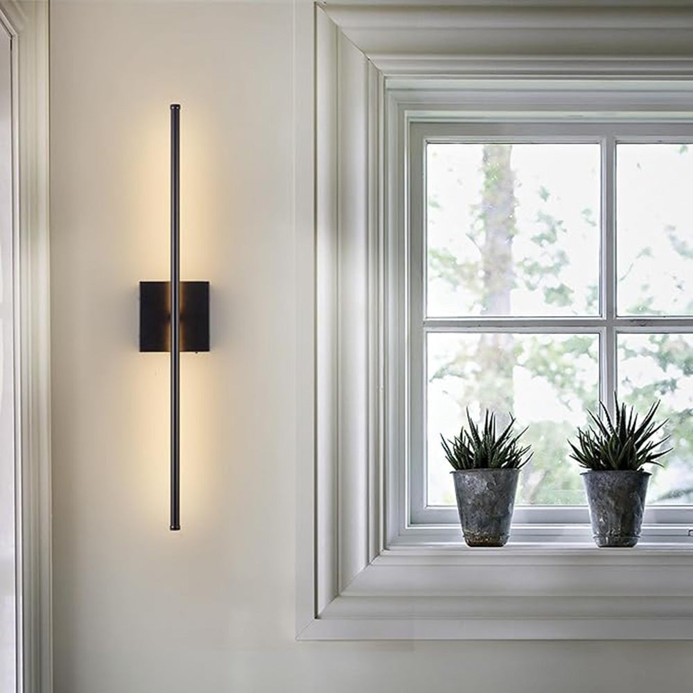 Modern Wall Sconces Set of Two, Dimmable Hardwired Wall Sconces, 350° Rotate, LED Matte Black Wall Light Fixtures, 3000K Warm Light Wall Lamp for Bathroom, Living Room, 27.8 Inch (2 Pack)