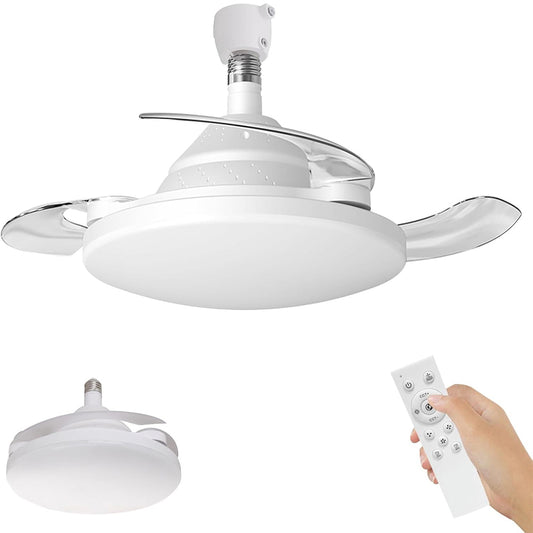 etractable Ceiling Fans with Lights and Remote, 22.5 Inch Low Profile Ceiling Fans, Fandelier Ceiling Fan with Light, 3000-8000K Dimmable Flush Mount Celling Fan, Timer Setting, Low Noise