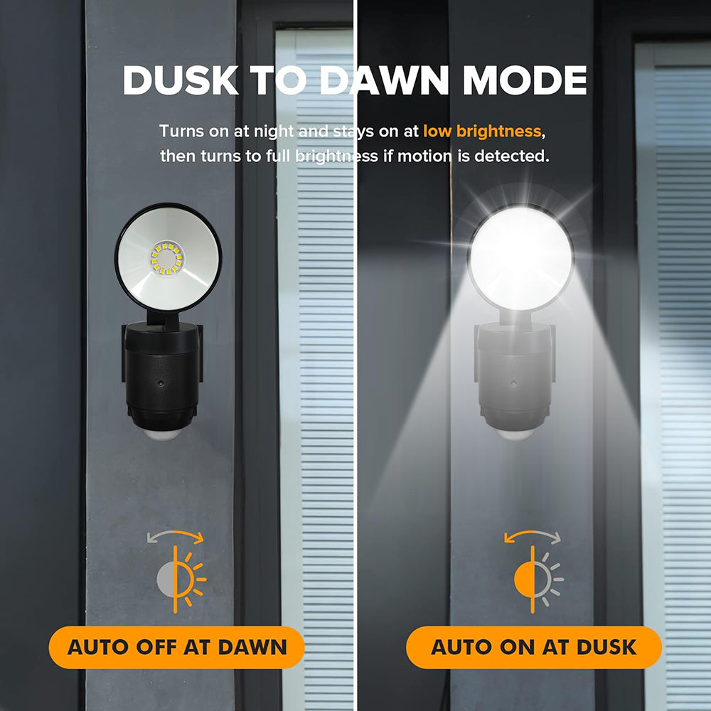 500 Lumen LED Security Lights Motion Sensor Light Outdoor, 5000K Daylight, IP65 Waterproof, Dusk to Dawn, Hardwired Motion Detector Flood Light for Garage, Yard, Porch-Black