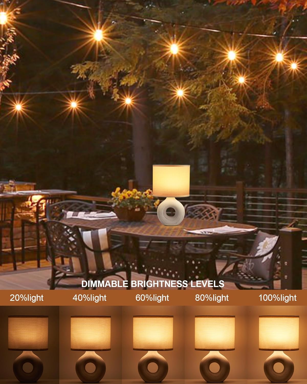 Cordless Table Lamp with Remote, Denali Grey