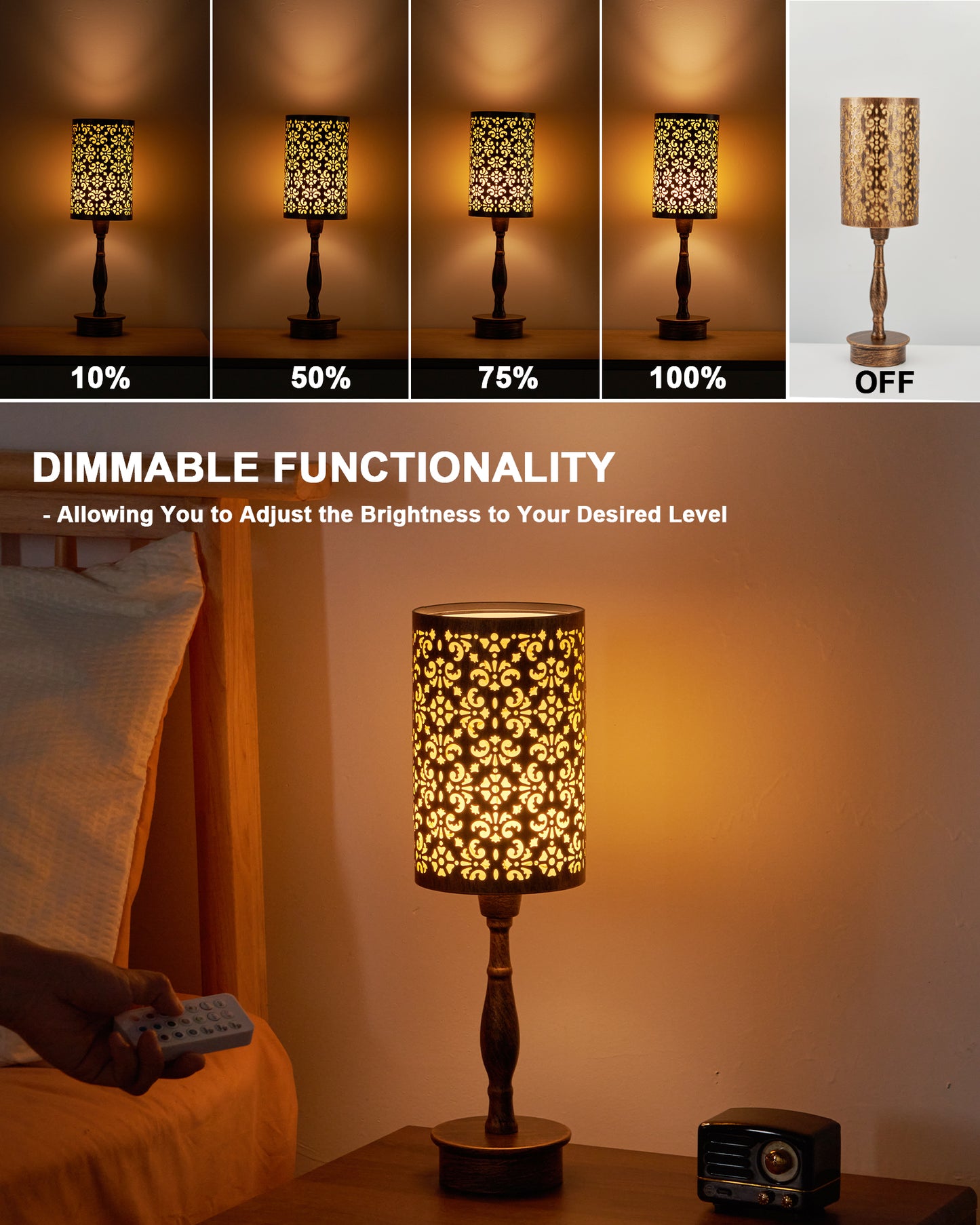 Cordless Table Lamp with Remote, Phoenix Flowers