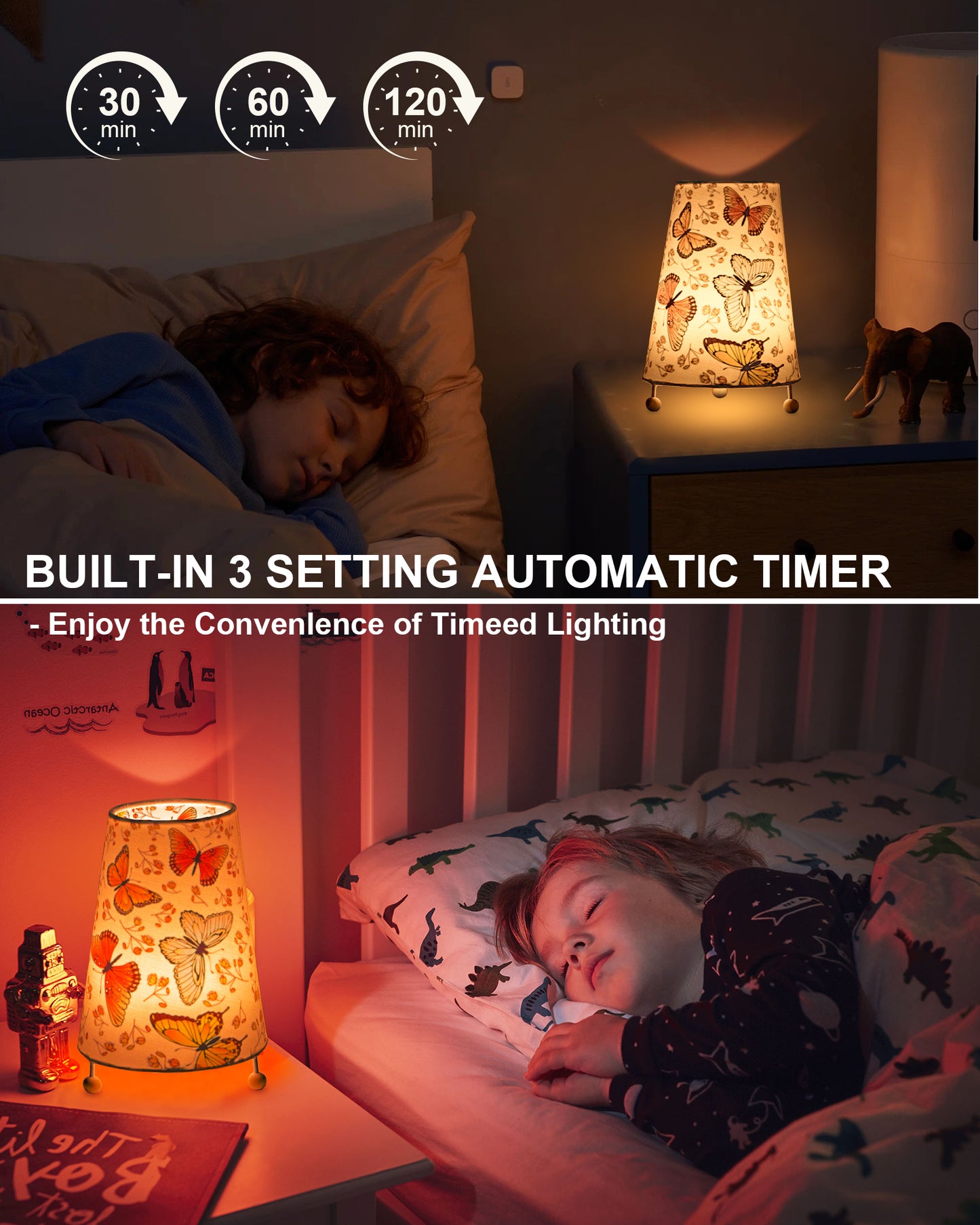 Cordless Table Lamp with Remote, Bubbly Butterfly